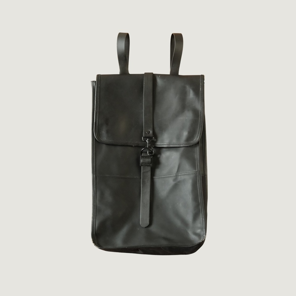 Rains Backpack Unisex Black Waterproof Matte Minimalist OS Laptop Bag